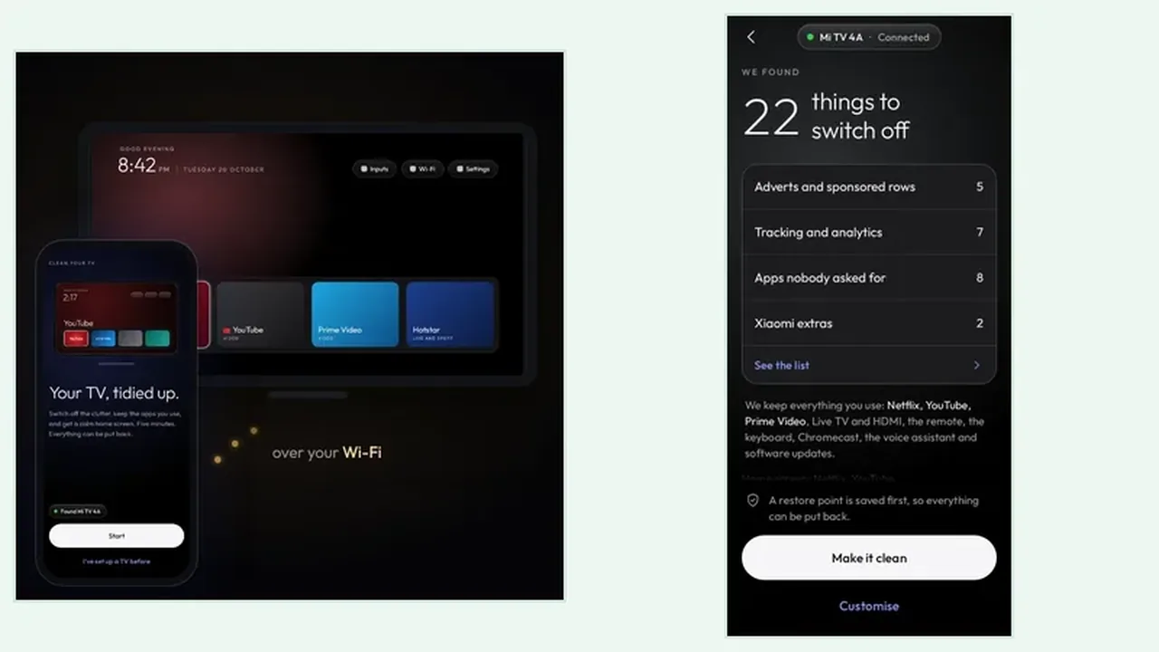 Clean Your TV connect step: the TV asks whether to trust this phone