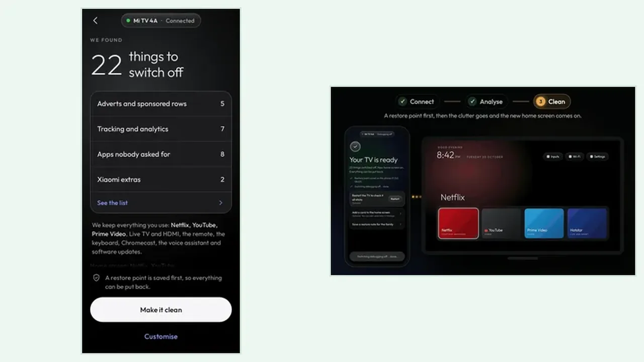 Clean Your TV on an old Android TV set